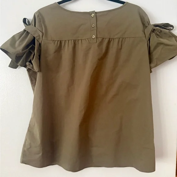 Cute Olive Blouse with Bow Details Sweet Soldier - Picture 2 of 4